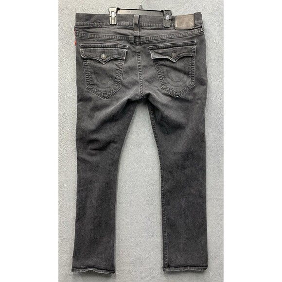 Vtg True Religion Mens Denim Jeans RICKY Relaxed Straight W/Flap Black Size 40
